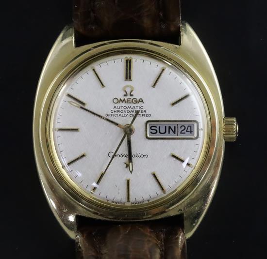 A gentlemans steel and gold plated Omega Constellation Chronometre automatic wrist watch,